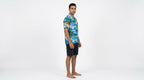 Blue Tropical Print Casual Hawaiian Shirt
