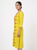 Kurti Casual Yellow Viscose