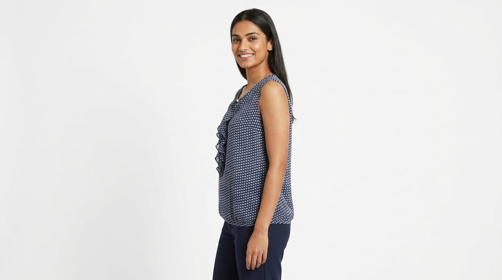 Austin Reed Top Casual Navy Polyester
