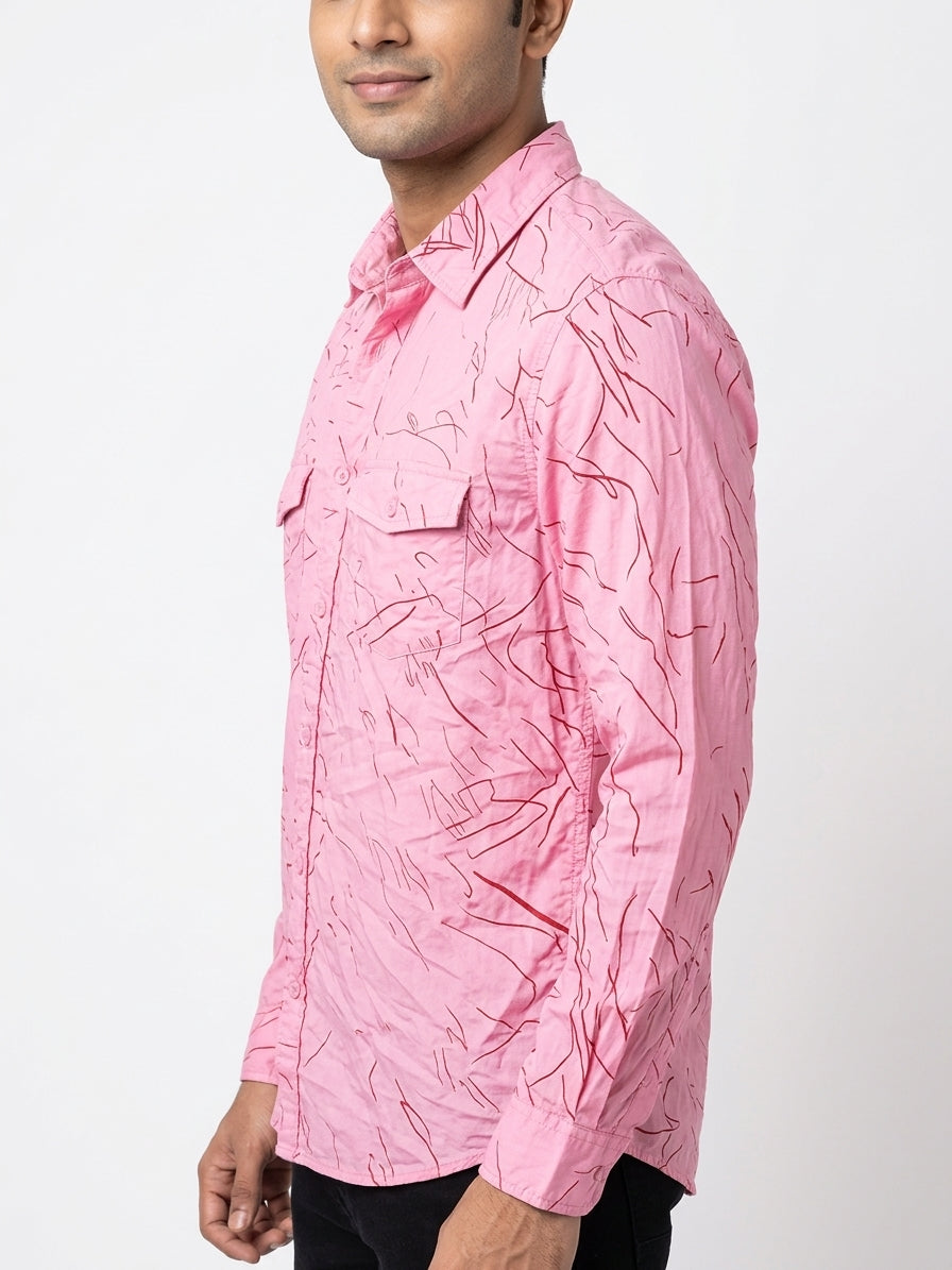 DN MX Pink Abstract Line Pattern Top