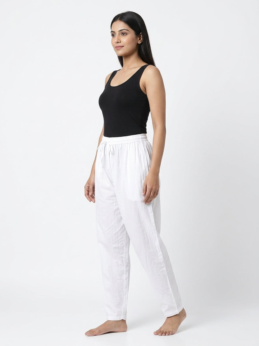 White Solid Elasticated Salwar