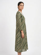 Green and Brown Striped Tunic with Crochet Trim