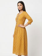 Yellow Printed Embellished Kurti