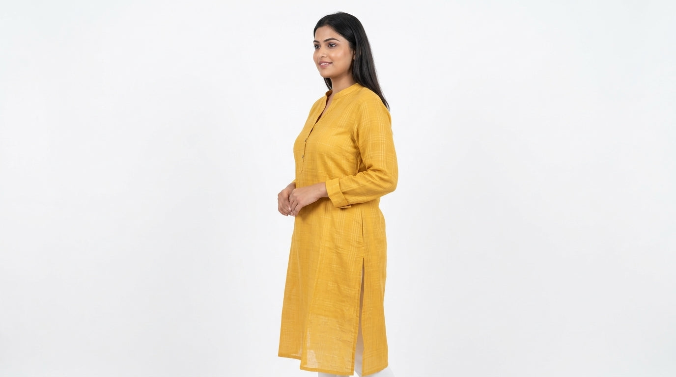 XXL Sheer Golden Yellow Textured Top