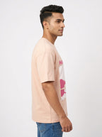 NOBERO Basic T-Shirt - Light Peach/Off-White, Size L
