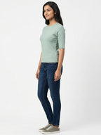 fig XS Ribbed Knit Top in Mint Green