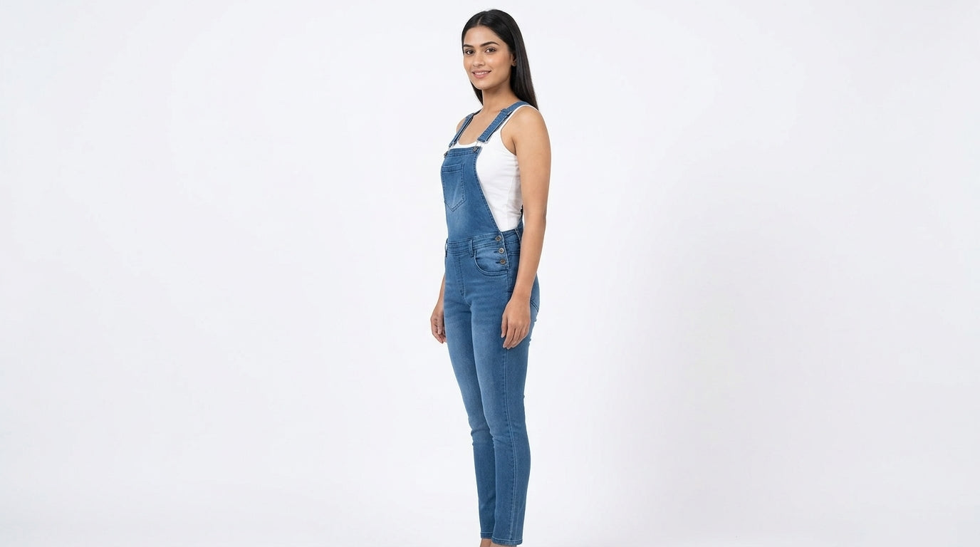 Casual Blue Denim Jumpsuit