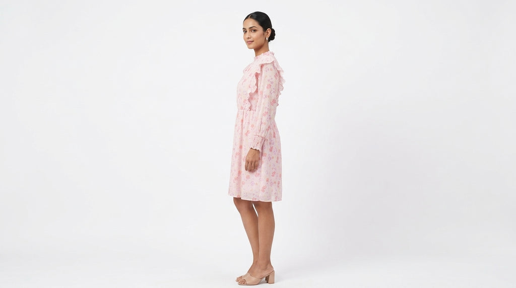 Rio. Floral Ruffle Neck Blouse
