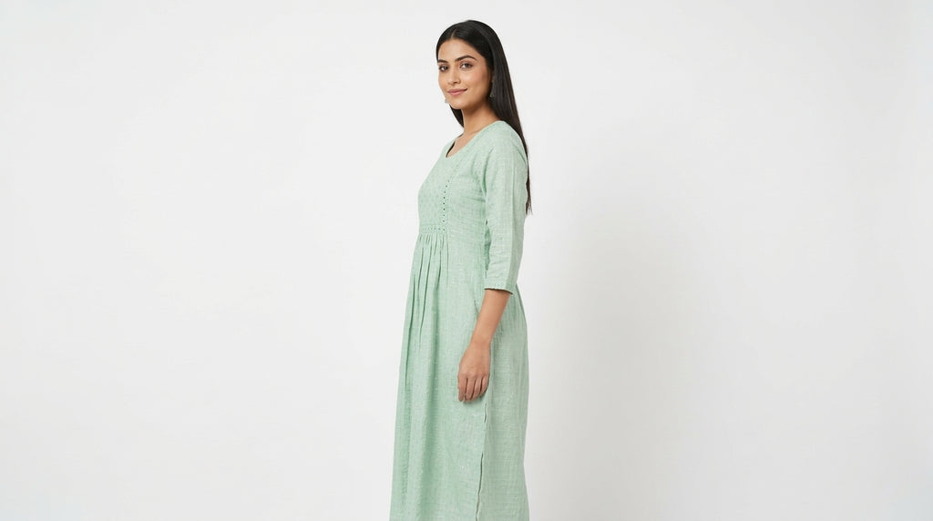 Avaasa Light Green Embroidered Top with Mirror Work