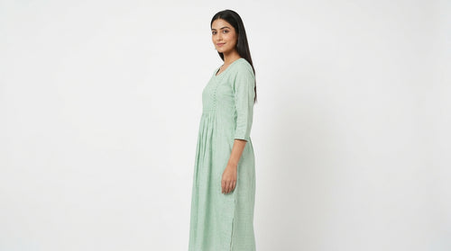 Avaasa Light Green Embroidered Top with Mirror Work