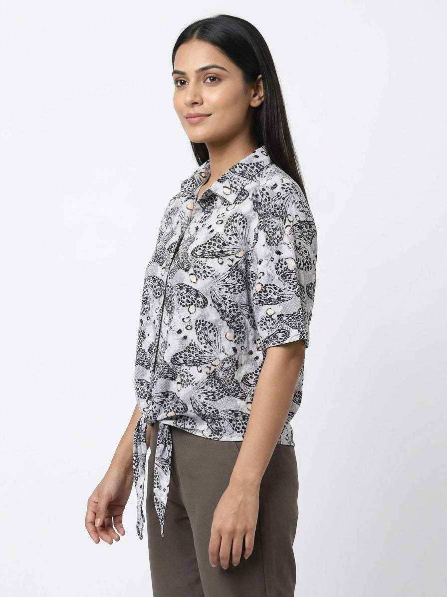RIG Utility Clothing Black & White Abstract Print Shirt