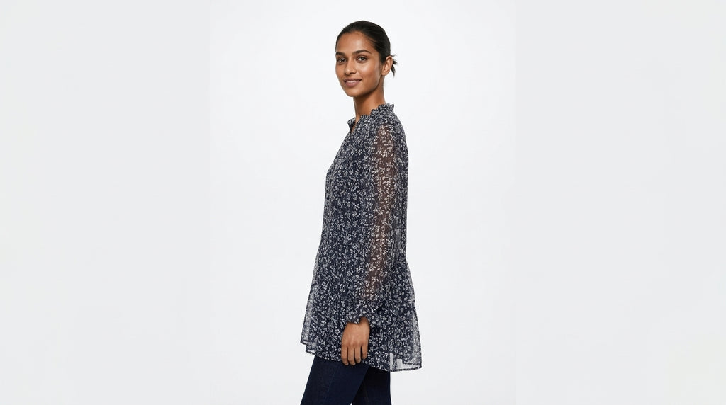 Mango Casual Leopard Print Ruffled Blouse