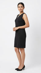 Women's Black Embellished Sleeveless Dress