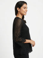 Solly Ribbed Dark Top - Size S