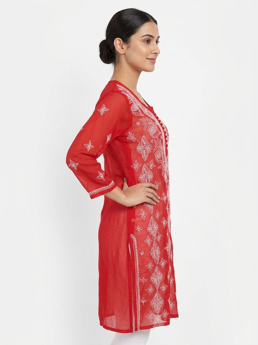 Kurti Casual Red Viscose