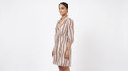 Cream Chain Print V-Neck Midi Dress