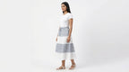 White & Blue Patterned Casual Skirt
