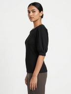 Express Black Ribbed Puff Sleeve Top