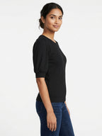 Express Top Casual Black Polyester & Viscose