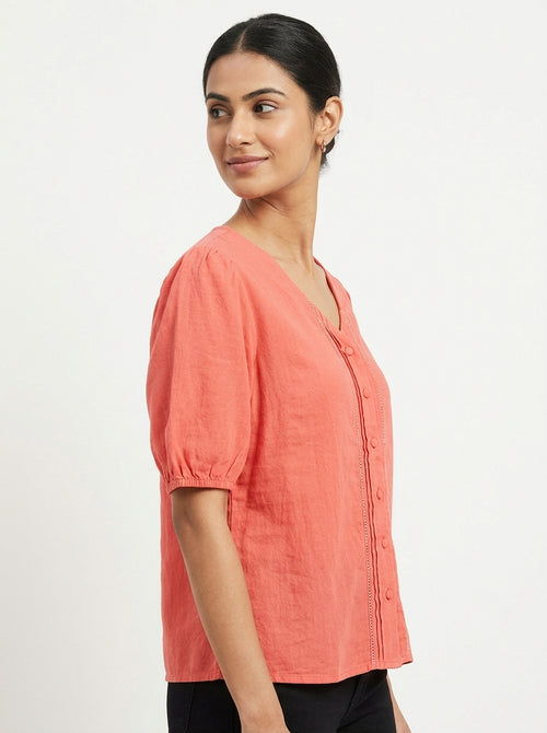 AND Top Casual Coral Blended