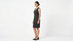Charcoal Sleeveless Formal Dress with Gold Accent Pattern