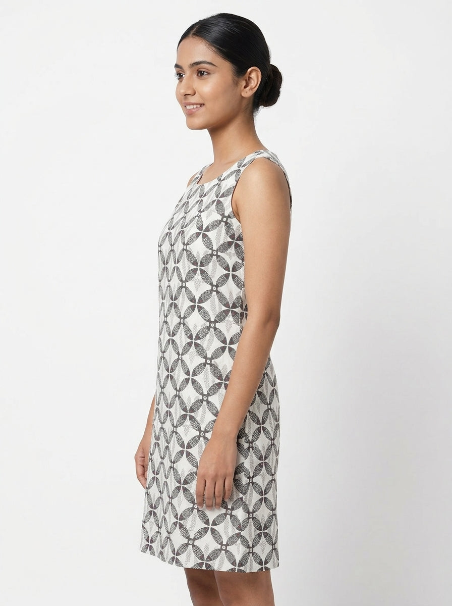 Bombay Paisley Dress Casual White Cotton