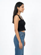 Black Lace Cropped Camisole Top