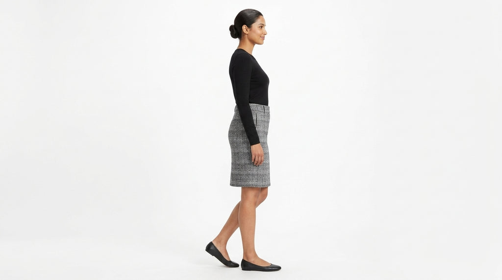 Women's Grey Plaid Regular Fit Skirt