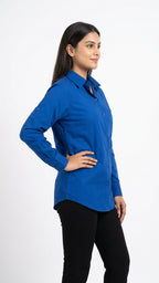 T-Shirt Casual Blue Cotton