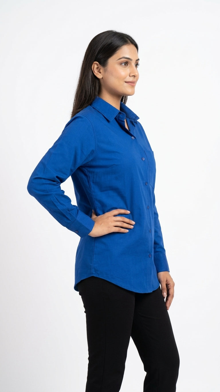 T-Shirt Casual Blue Cotton
