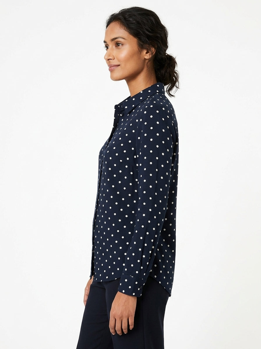 Navy Polka Dot Casual Shirt