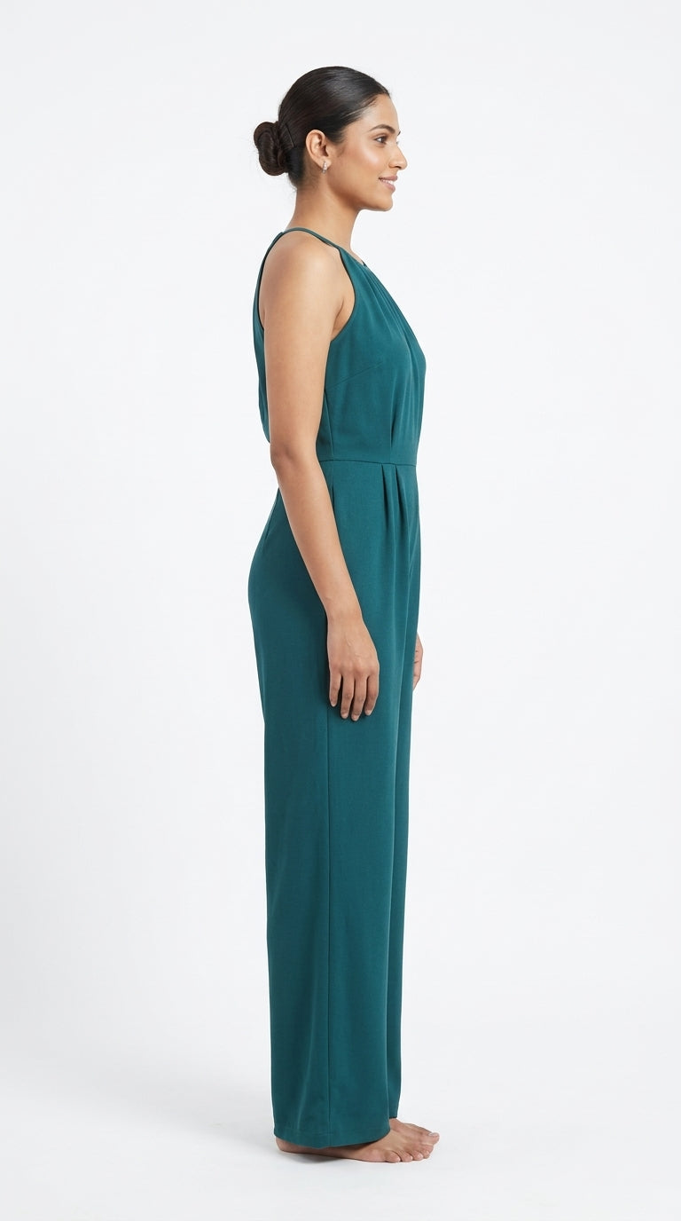 Women's Teal Halter Neck Jumpsuit