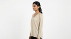 CODE Women's Shimmer Trim Knit Top in Beige/Gold