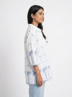 White Printed Casual Shirt