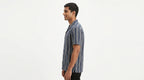 Navy Blue Striped Slim Fit Casual Shirt