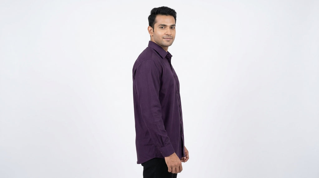 Purple Long Sleeve Casual Button-Up Shirt
