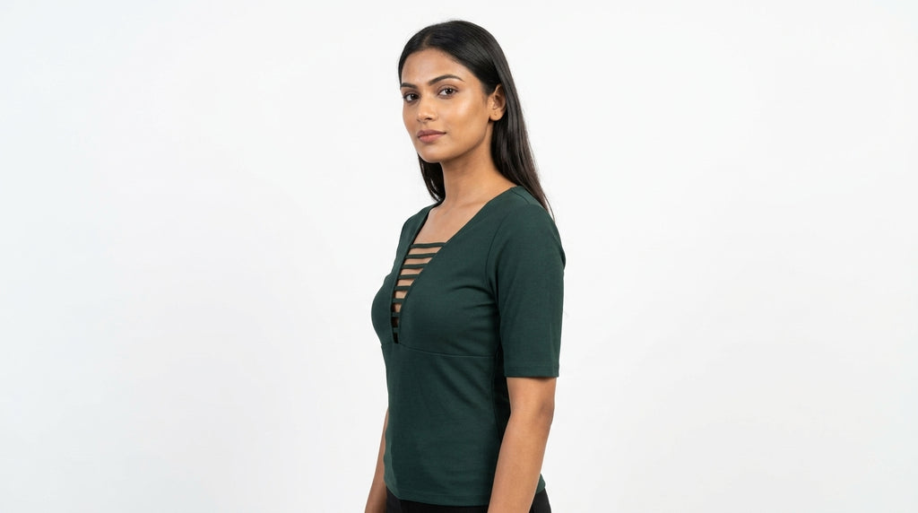 H&M Top Casual Green Polyester