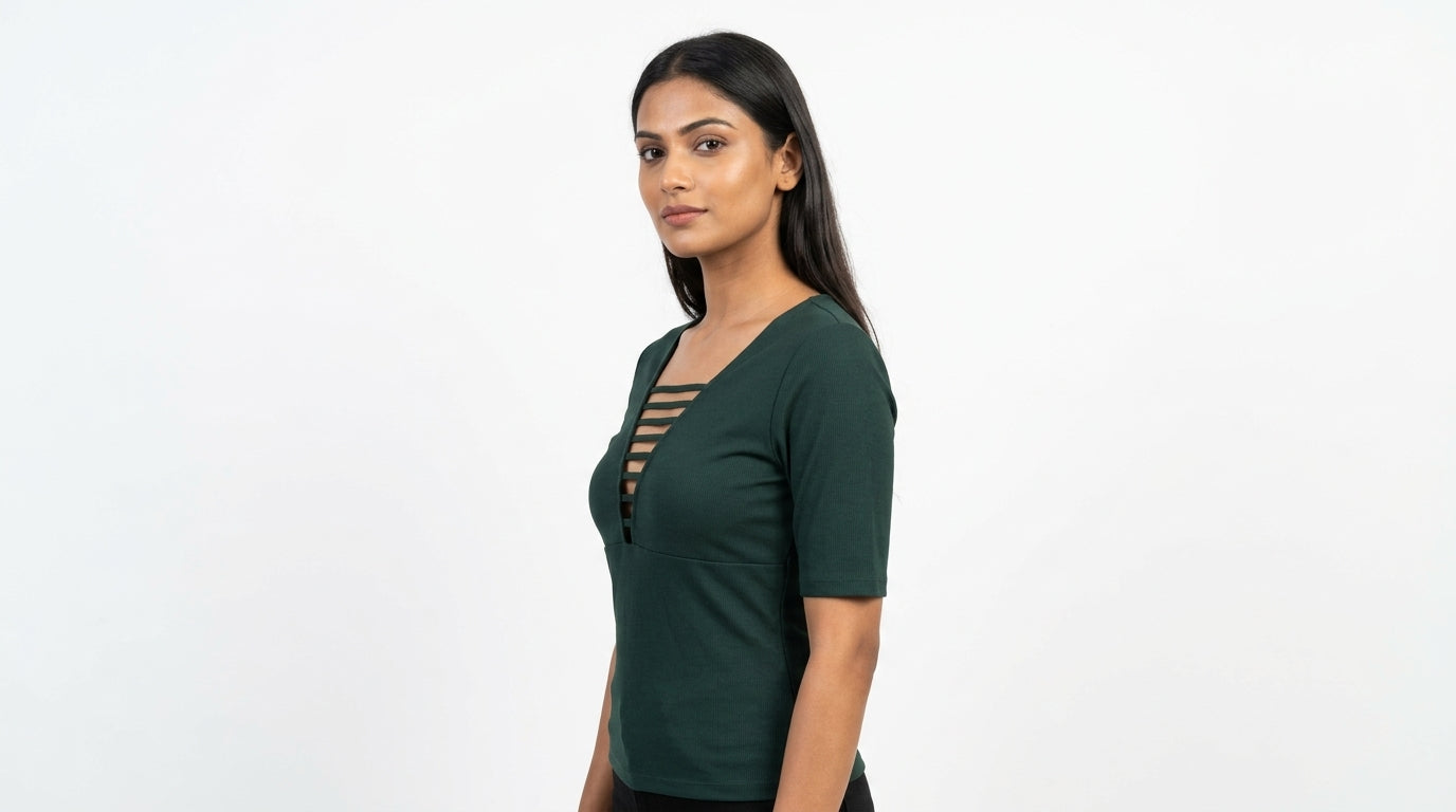 H&M Top Casual Green Polyester