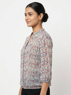 HARPA Women's Colorful Floral Abstract Print Blouse Top