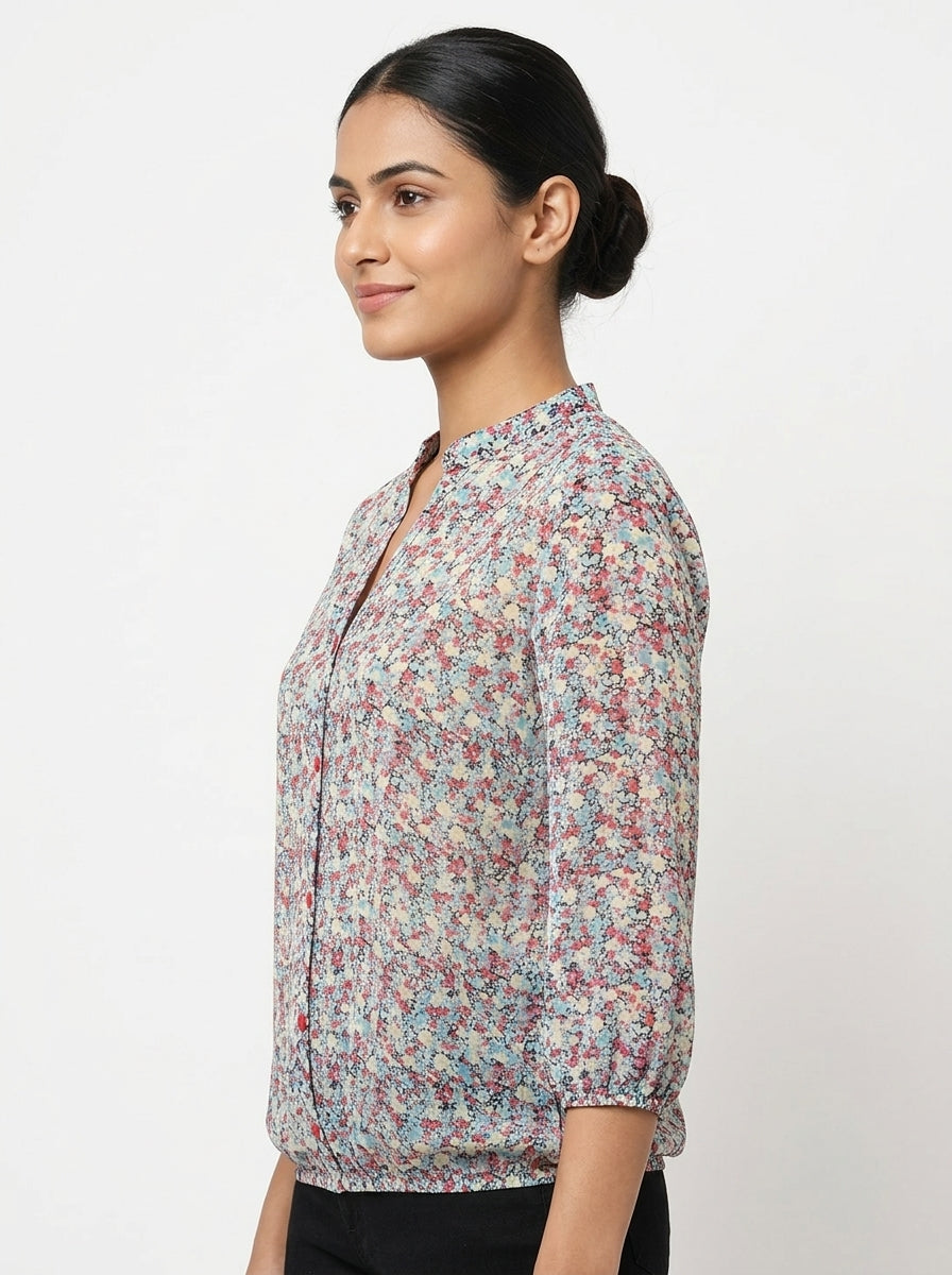HARPA Women's Colorful Floral Abstract Print Blouse Top