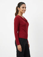 New Me Top Casual Red Polyester