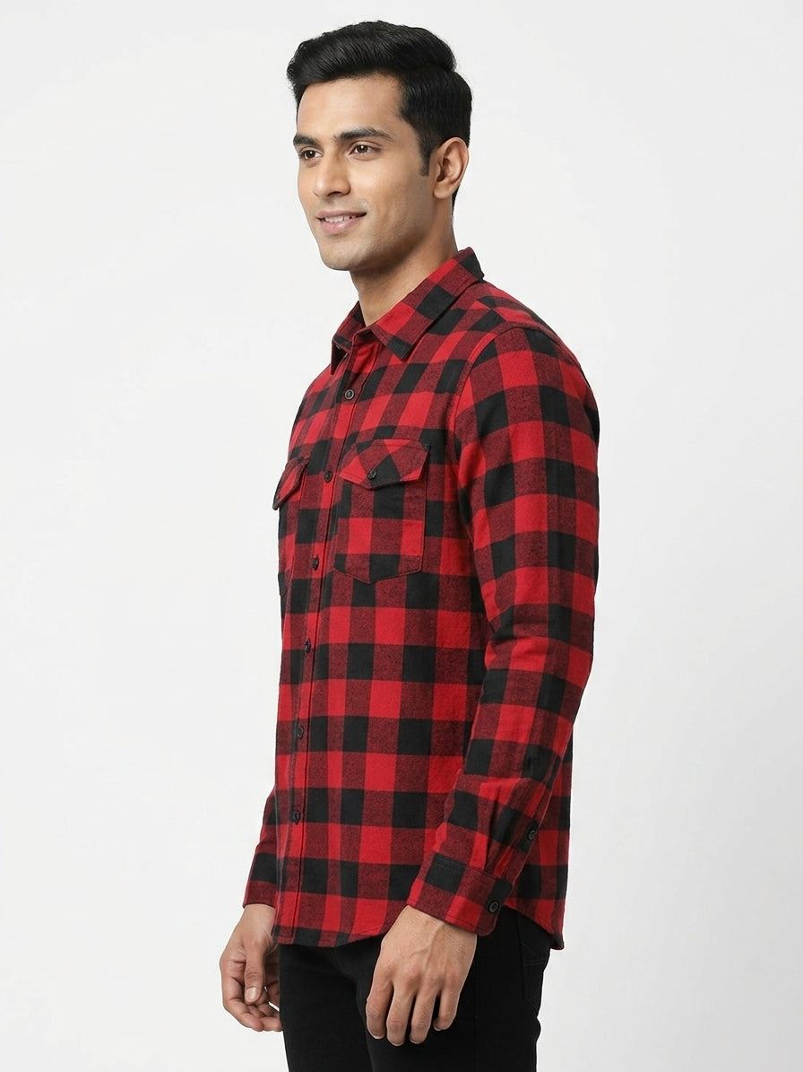 Red & Black Plaid Casual Shirt