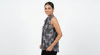Vero Moda Women's Charcoal Printed Sleeveless Collared Top
