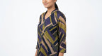 Abstract Geometric Print V-Neck Blouse
