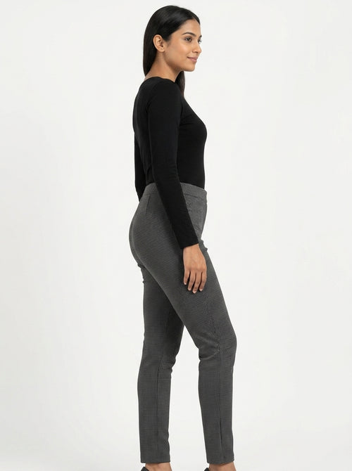 Annabelle Trousers Casual Charcoal Blended & Polyester