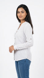 White Polka Dot Casual Shirt