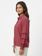 Burgundy Textured Viscose Casual Shirt