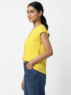 Yellow Polka Dot Casual Top