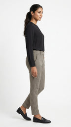Black Houndstooth Patterned Slim Fit Trousers