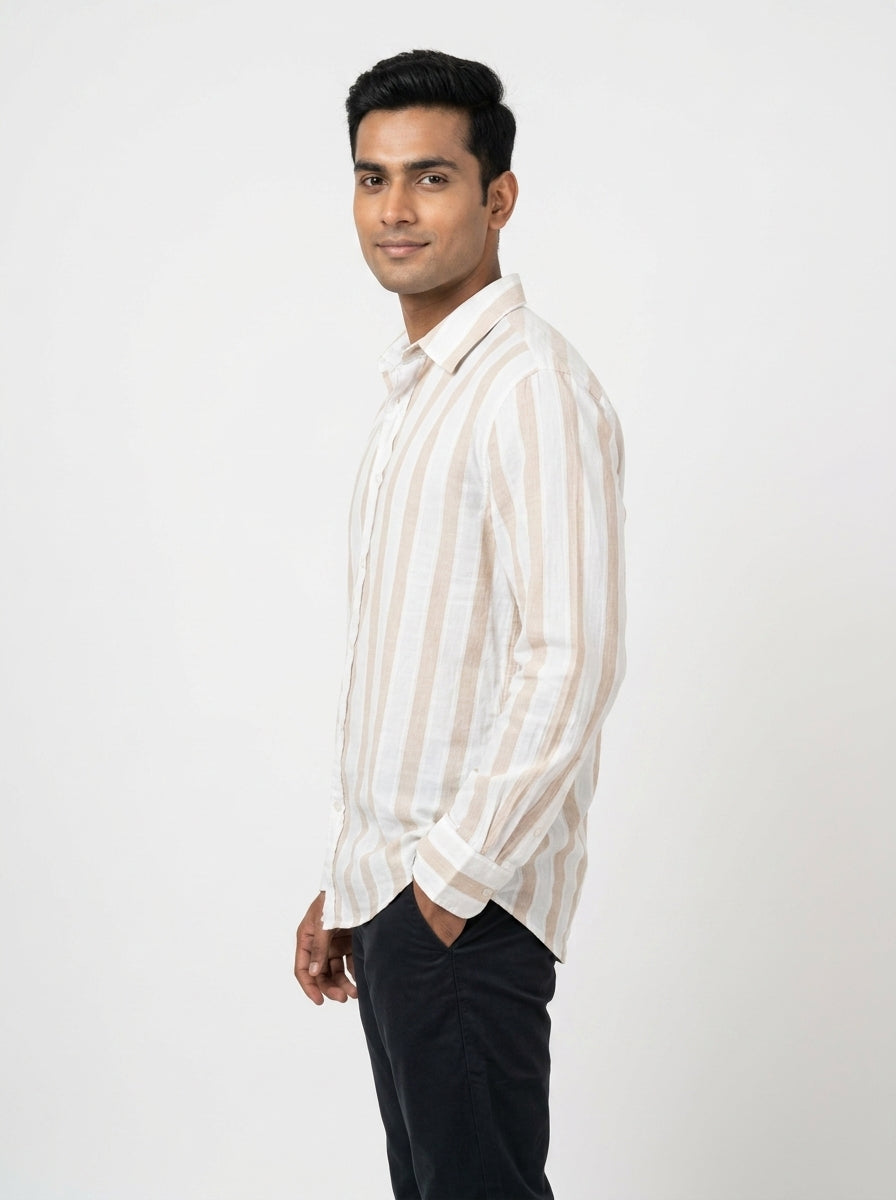 OUTRYT Shirt Casual Beige Viscose & Cotton